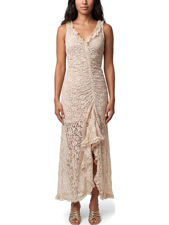 MY T Summer Maxi Dress with Ruffles Beige