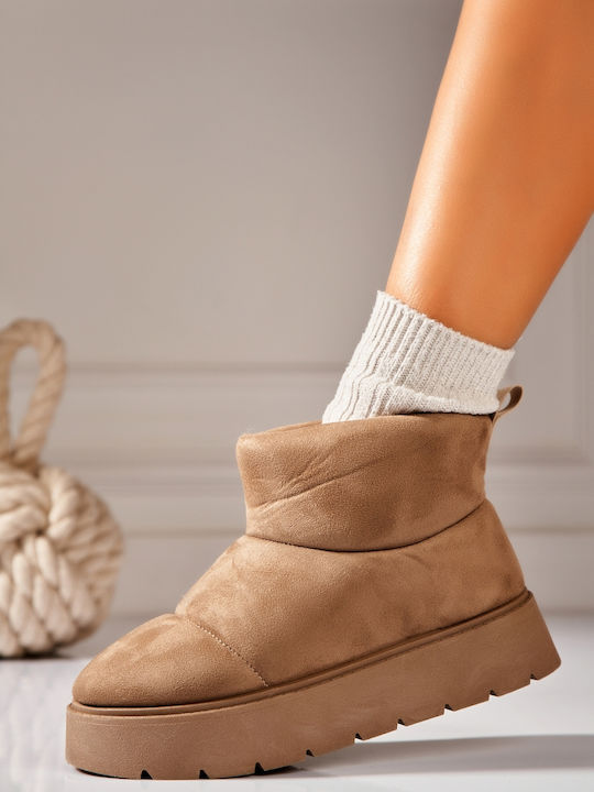 Yolera Suede Γυναικεία Μποτάκια Χακί