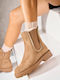 Suede Stiefeletten Damen mit Plattform Braun