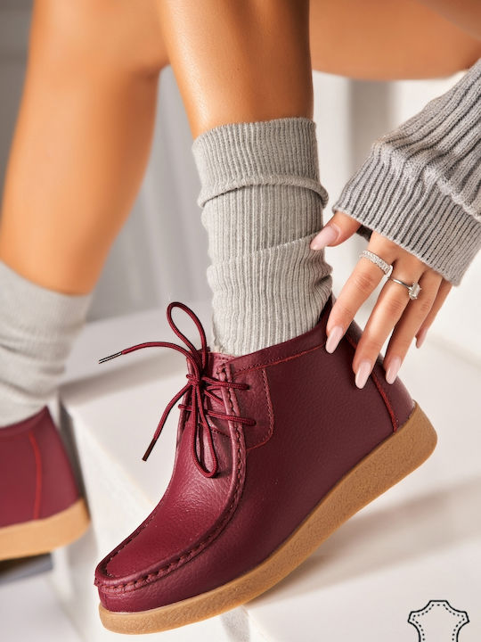 Botinelli Leather Women's Ankle Boots Burgundy