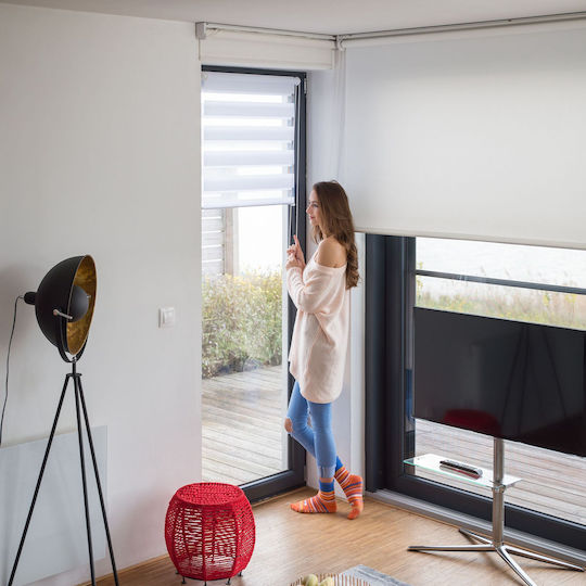 Relaxdays Rolete Geam Semi-Blackout Duble Lățime 60xÎnălțime 156cm Alb