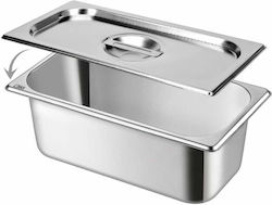 Tavă Gastronorm Din Oțel Inoxidabil Siks Cu Capac Inclus Depozitare Bucătărie Salate Sosuri Alimentar Compatibil Cuptor Frigider Vitrină Stivuibil Capacitate 6.2l Dimensiuni 32,5 Cm X 17,5 Cm X 10 Cm Adâncime Gn Argintiu