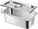 Tavă Gastronorm Din Oțel Inoxidabil Siks Cu Capac Inclus Depozitare Bucătărie Salate Sosuri Alimentar Compatibil Cuptor Frigider Vitrină Stivuibil Capacitate 6.2l Dimensiuni 32,5 Cm X 17,5 Cm X 10 Cm Adâncime Gn Argintiu