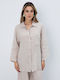Long Sleeve Women's Linen Shirt Beige