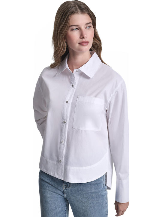DKNY Μακρυμάνικο Γυναικείο Πουκάμισο Wht/white