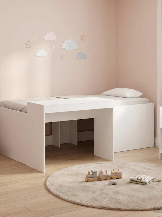 Kids Single Bed with Desk White for Mattress 90...