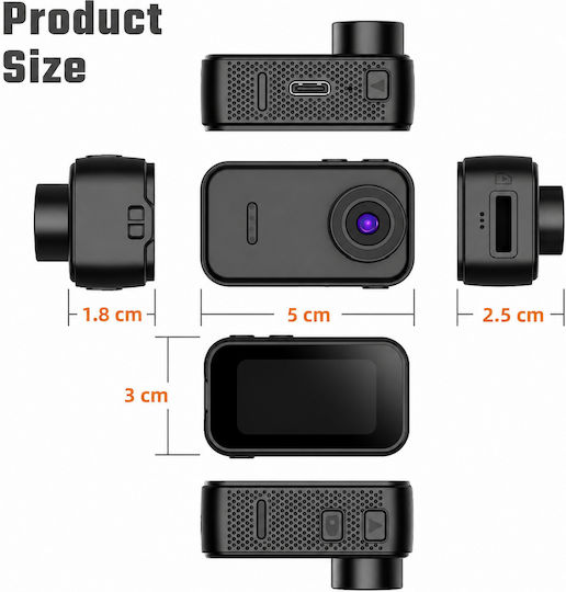 Mini FDF2 128GB Action Camera Full HD (1080p) με Οθόνη Μαύρη