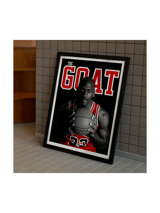 Poster Nba Michael Jordan Aka Goat Snk290 40cm X 50cm Κορνίζα Καφέ Ξύλου