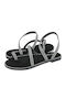 Nizhel Leather Women's Flat Sandals Black