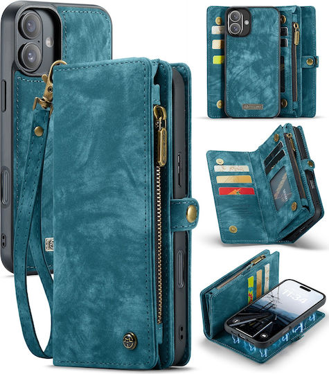 Caseme Wallet Silicon / Piele Artificială Albastră (iPhone 16)