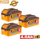 Ingco Set 3 Lithium Werkzeugbatterien 20V mit Batteriekapazität 4Ah
