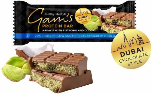 Gam's Bară Proteică cu Aromă de Fistic și Cocos 60g