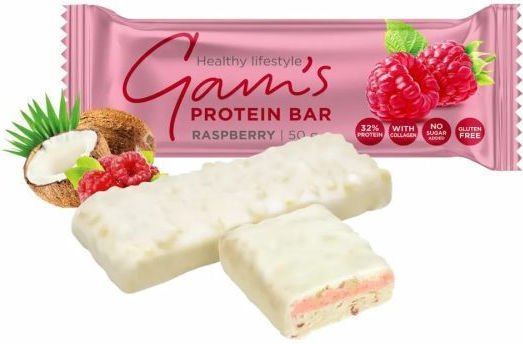Gam's Bară Proteică cu Aromă de Zmeură 50gr