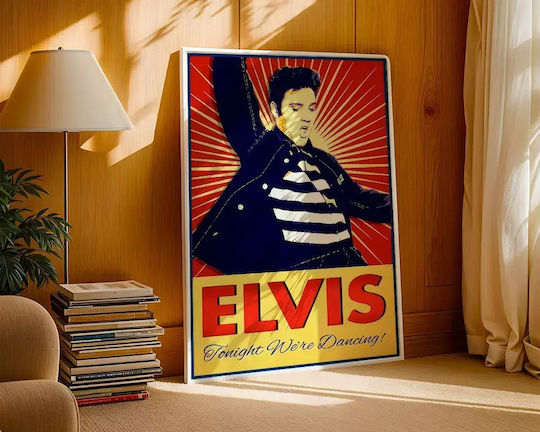Music Poster Elvis Presley Ms019 40cm X 50cm Κορνίζα Καφέ Ξύλου