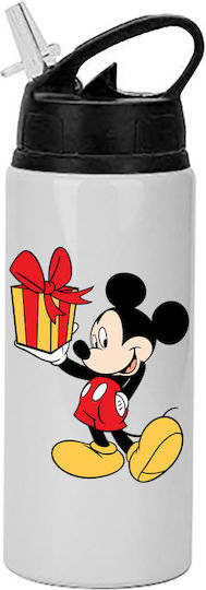Sticlă Pentru Copii Mickey Mouse 600ml Alb Negru Capac