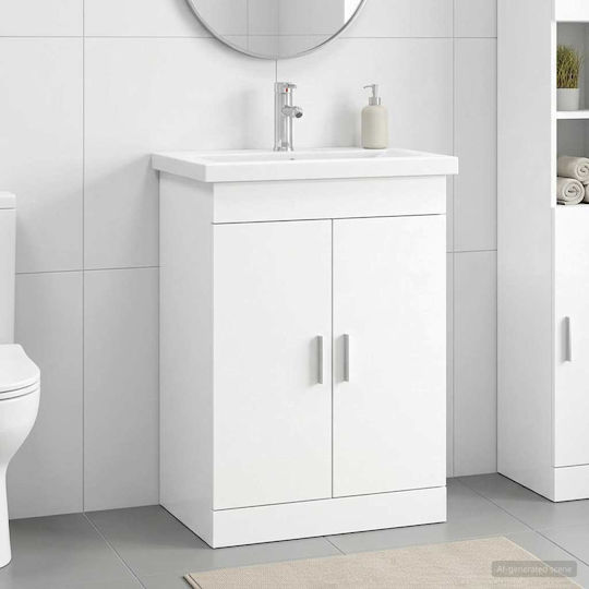 vidaXL Πάγκος με Νιπτήρα Μ61xΒ40xΥ84.5cm Λευκό