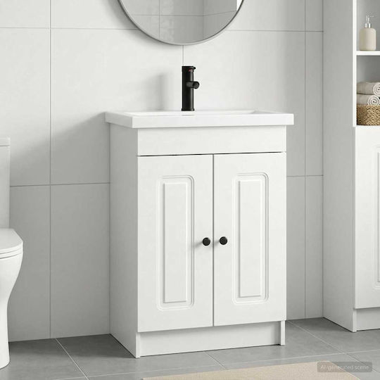 vidaXL Badezimmer Waschtisch-Einheit M56xB37.5xH81cm Weiß