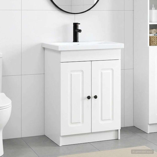 vidaXL Πάγκος με Νιπτήρα Μ78.5xΒ37.5xΥ81cm Λευκό