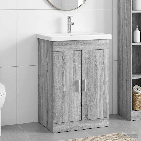vidaXL Badezimmer Waschtisch-Einheit M61xB40xH84,5cm Grau Sonoma