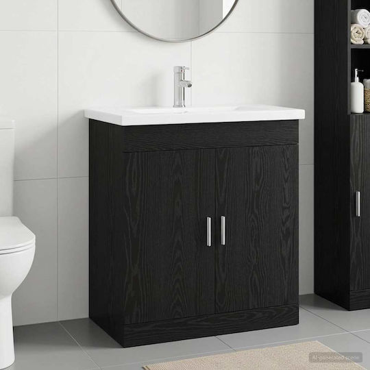 vidaXL Pangă Cu Lavoar M81xL40xÎ84.5cm Stejar Negru
