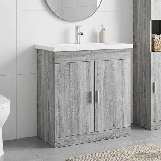 vidaXL Badezimmer Waschtisch-Einheit M81xB40xH84.5cm Grau Sonoma