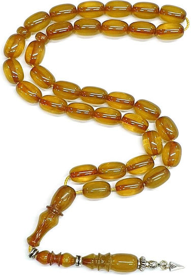 Roloi Komboloi Worry Beads with 33 Beads Made of Mastic Length 36cm Yellow