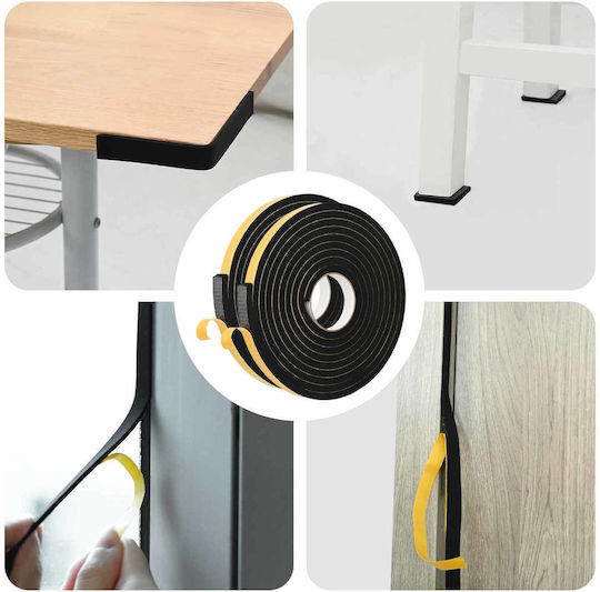 vidaXL Bandă Adezivă Aderență Spumă Neagră 5mx15mm 2 Bucăți