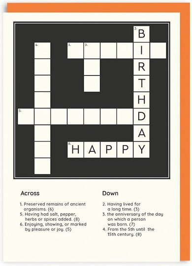 Happy Birthday Crossword Greeting Card Ευχετήρια Κάρτα Ohh Deer