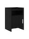 Metal Bedside Table With Black Glass Surface 40x36x60cm