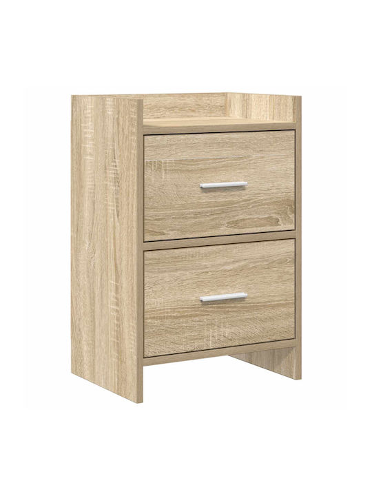 Wooden Bedside Table with Metal Legs Beige 40x3...