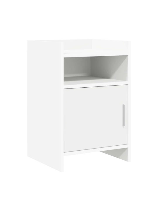 Metal Bedside Table with White Glass Surface 40...