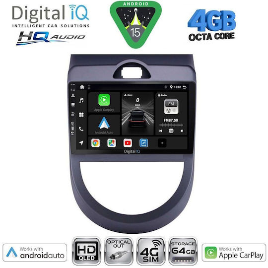 Digital IQ Автомобилна Аудио Система За Kia Soul 2008-2013 Bluetooth USB Вграден Wi-Fi GPS Apple CarPlay Android Auto С Touch Screen 9"