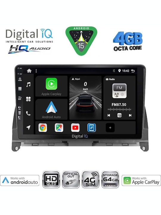 Digital IQ Car Audio System for Mercedes-Benz C Class 2007-2011 Bluetooth USB WiFi GPS Apple CarPlay Android Auto with 9" Touch Screen