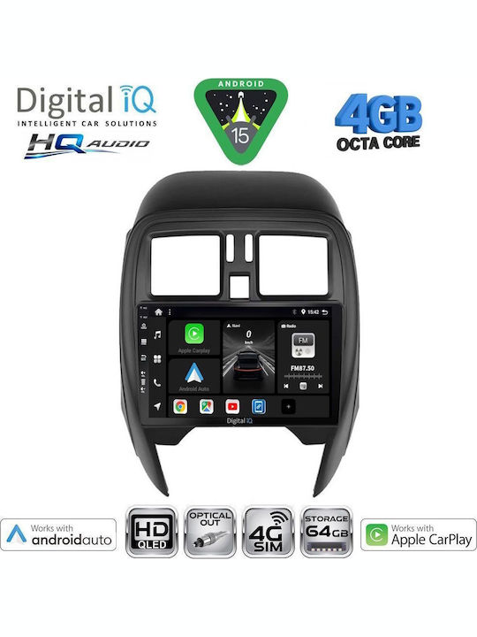 Digital IQ Car Audio System for Nissan Micra 2014-2017 Bluetooth USB WiFi GPS Apple CarPlay Android Auto with 9" Touch Screen
