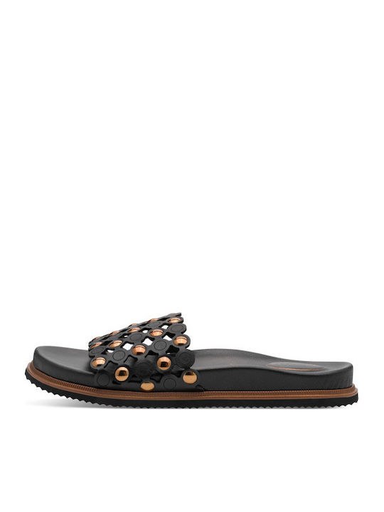 Δερμάτινα Γυναικεία Σανδάλια Flatforms Μαύρα