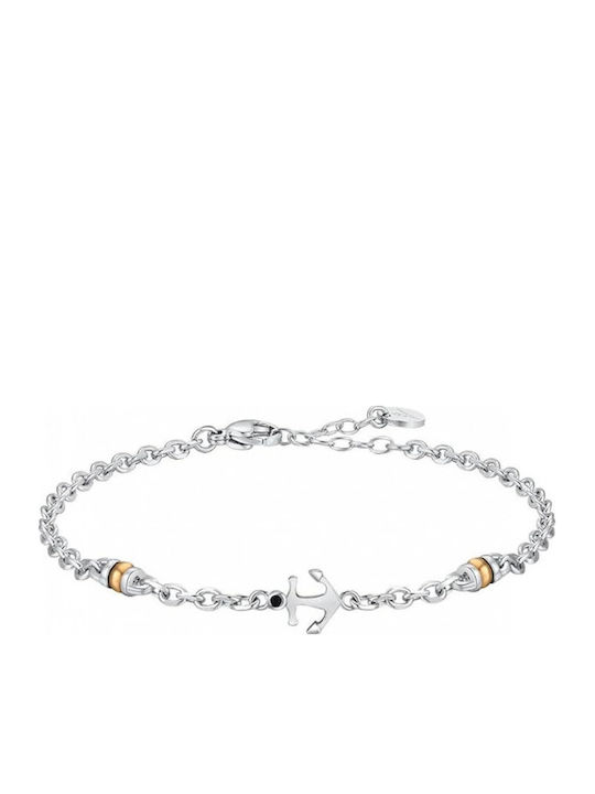 Luca Barra Men's Bracelet with Anchor Design in Stainless Steel