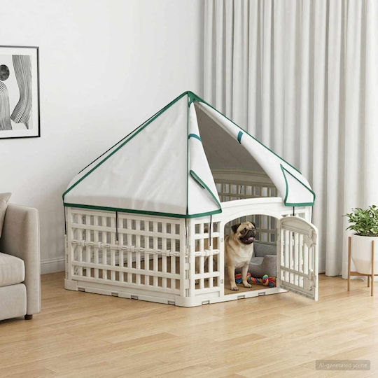 vidaXL Rectangular Dog Park Made of Plastic in White Colour 122 x 106 x 79 cm