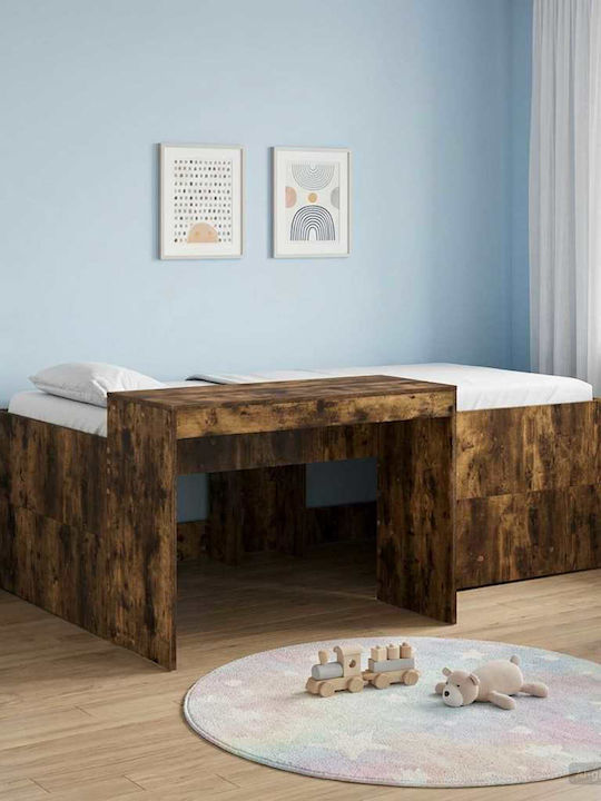 Kids Single Bed with Desk Brown for Mattress 98...