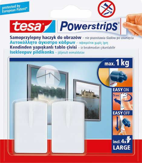 Tesa 58031-00020-20 Κρεμαστράκια με Αυτοκόλλητο Λευκά 2τμχ