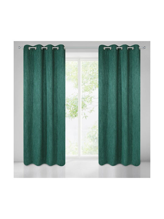 Eurofirany Set Perdele Cu Capse Verde Închis 135x250cm