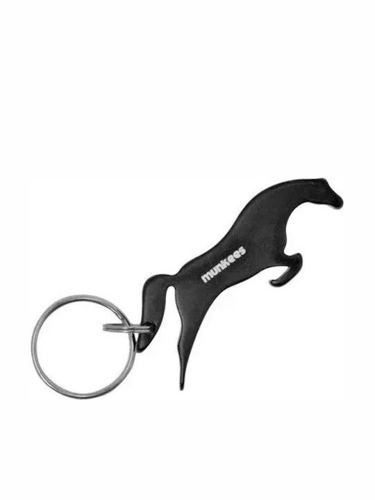 Munkees Keychain & Opener Key Ring & Bottle Opener Horse 3 Colours Black