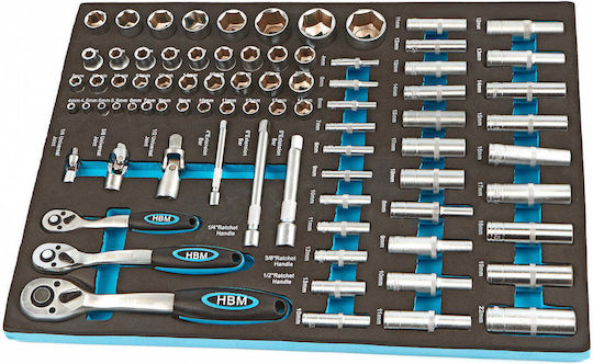 HBM Machines HBM Machines Ratschen- und Steckschlüssel-Set 1/4" & 1/2" 81 Stück