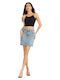 Τζιν Ψηλόμεση Mini Φούστα Washed Μπλε