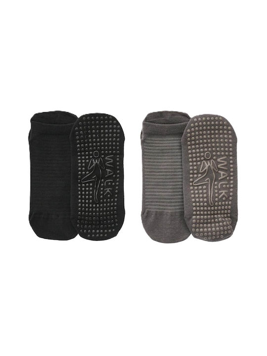 Walk Κάλτσες Μαύρο-γκρι Σκούρο 2Pack