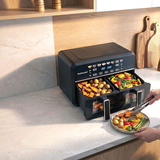 Wartmann Air Fryer με Διπλό Αποσπώμενο Κάδο 11lt Μαύρο WM-2511