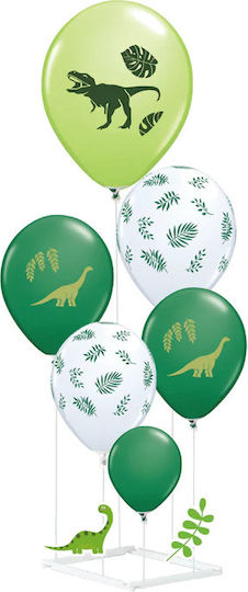 Set 6 Baloane Pătrate Dinozauri Verzi Cu LED 18.5 cm