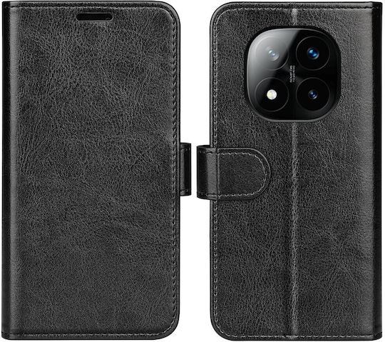Tel1 Xiaomi Redmi Note 14 Pro 5g/4g 14 Pro Plus 5g Poco X7 5g R64 Texture Horizontal Mobile Phone Case Book Black