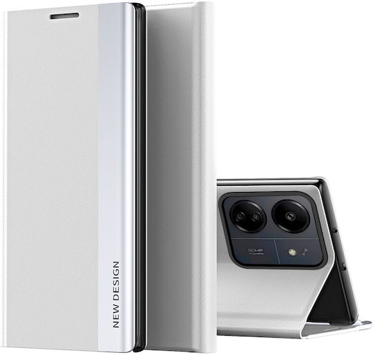 Tel1 Xiaomi Poco C65 Xiaomi Redmi 13C 4G 5G Side Electroplated Adsorption Book Case Silver