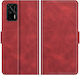 Tel1 Realme GT 5G Dual-Side Magnetic Buckle Wallet Book Mobile Phone Case Red