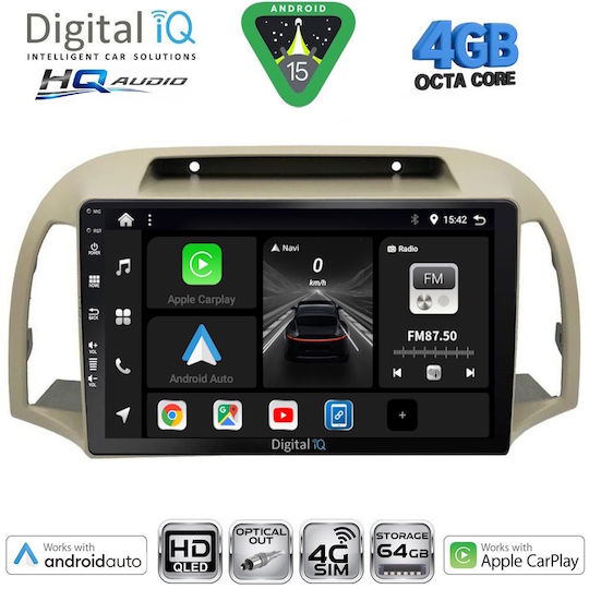 Digital IQ Ηχοσύστημα Αυτοκινήτου για Nissan Micra 2002-2010 (Bluetooth/USB/WiFi/GPS/Apple-Carplay/Android-Auto) με Οθόνη Αφής 9"